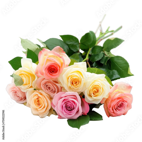 bouquet bunch of valentines roses on transparent background