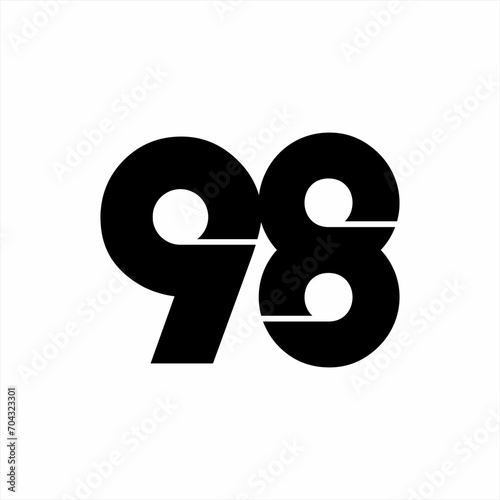A simple vintage number 98 logo design with an infinity concept on the number eight. Vector illustration.