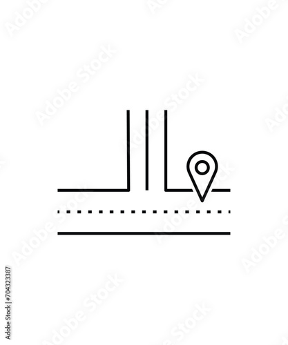 road with location icon, vector best line icon.