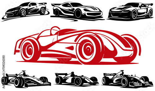 Set of racing cars. Vector illustration ready for vinyl cutting