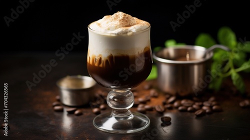 Irish coffee cocktail in a glass