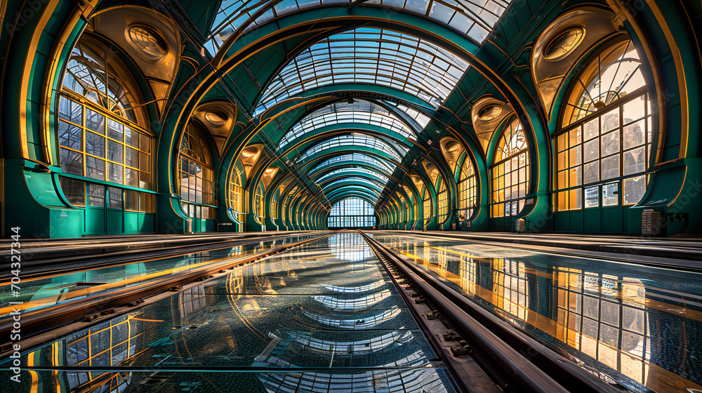 Naklejka premium Luxury Railway Station Interior, European Architectural Beauty