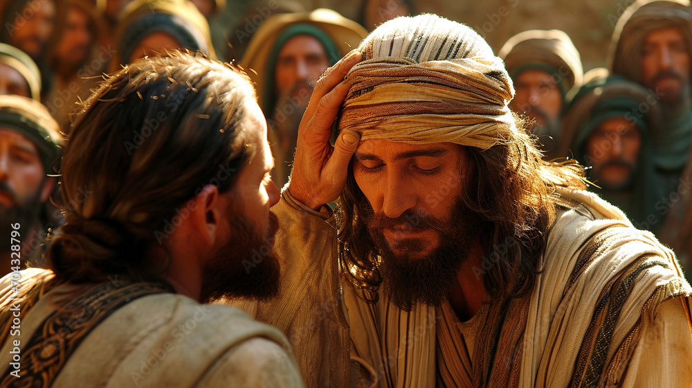 Healing the Leper: A compassionate image of Jesus healing a leper ...