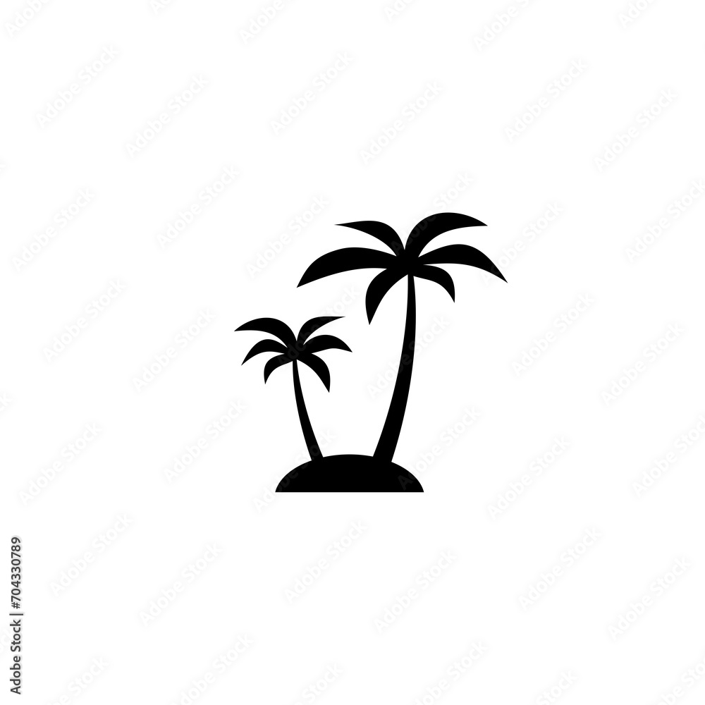 Palm trees on the island icon isolated on white background