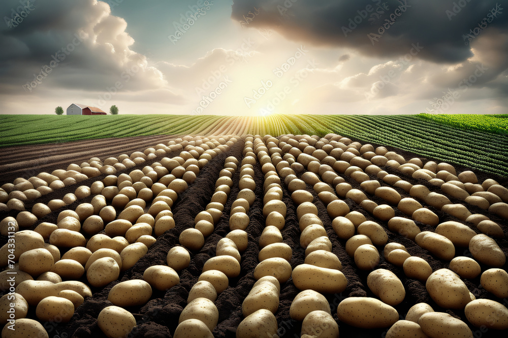 Fototapeta premium Kartoffeln Feld close up als Hintergrund