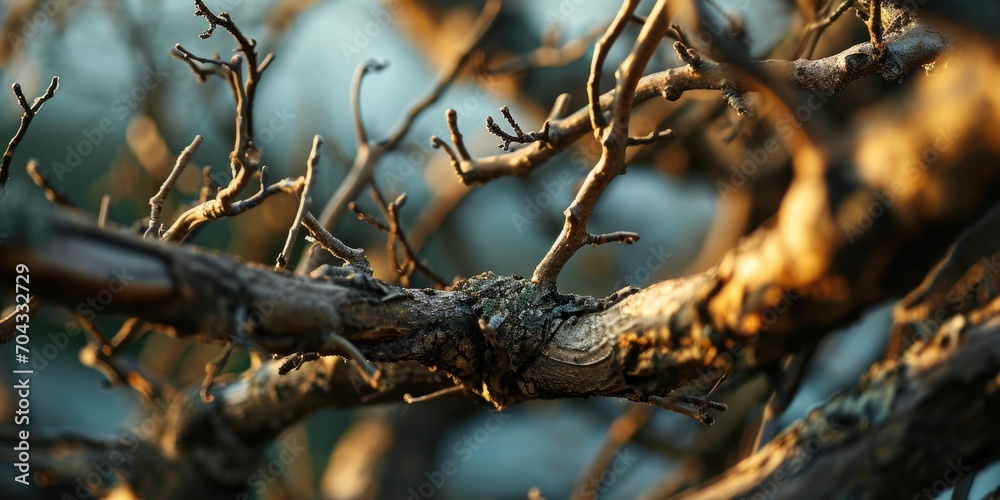 A detailed view of a single branch from a tree. This image can be used to depict nature, environment, or as a background for various designs A detailed view of a single branch from a tree. This image can be used to depict nature, environment, or as a background for various designs