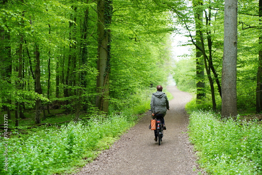 bike ride in the spring forest,radtour im wald