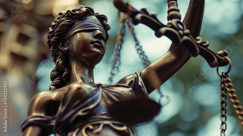 Lady Justice statue holding a sword, symbolizing strength and justice. Suitable for legal, law enforcement, and court-related themes