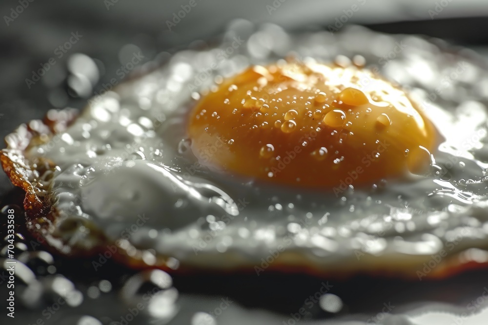 A delicious fried egg is sizzling in a frying pan placed on a table. Perfect for food-related projects or cooking themes A delicious fried egg is sizzling in a frying pan placed on a table. Perfect for food-related projects or cooking themes