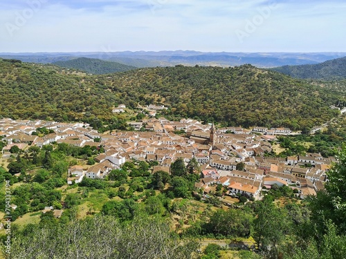 View of Linares de la Sierra in the province of Huelva