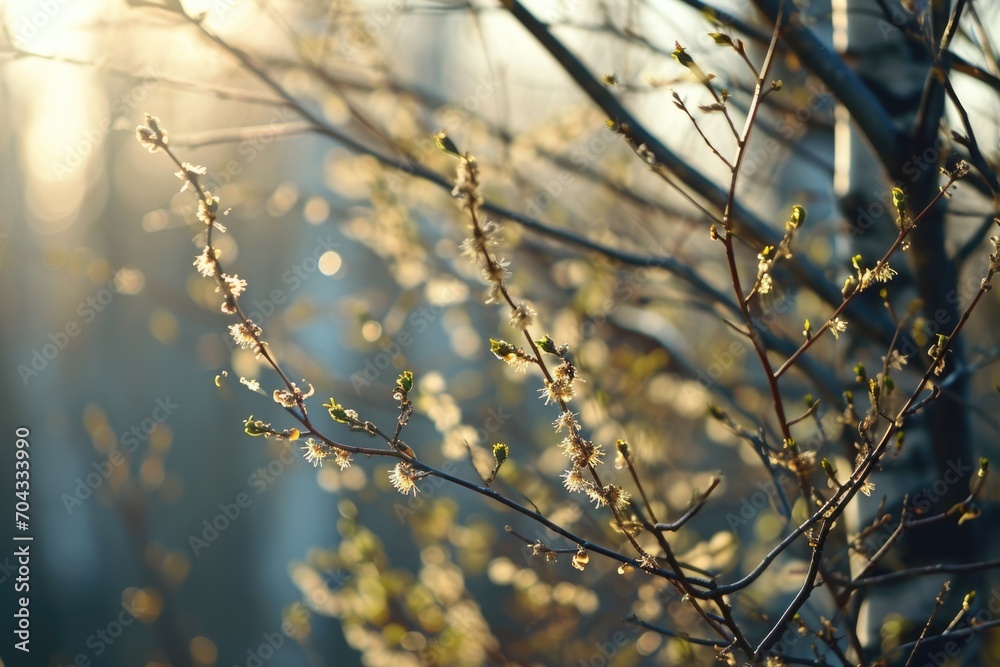 Obraz premium A close up image of a tree with a beautiful sun in the background. Perfect for nature or landscape themes