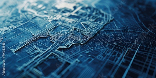 A close-up view of a detailed city map. Perfect for travel guides and urban planning