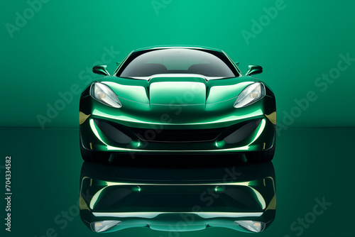 The futuristic a green sports car on a green background © dewaai