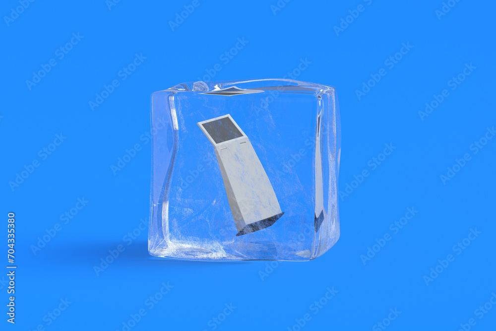 Payment machine in ice cube. 3d illustration Payment machine in ice cube. 3d illustration