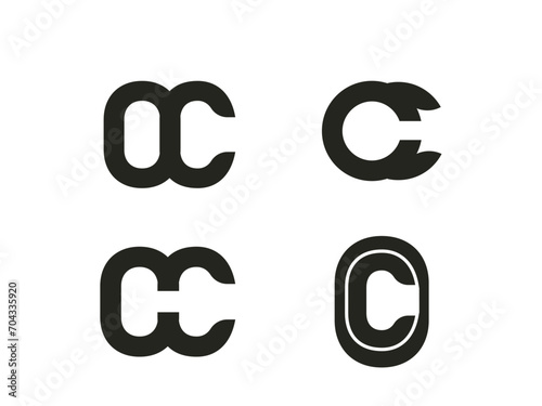 OC logo design vector in black color. photo