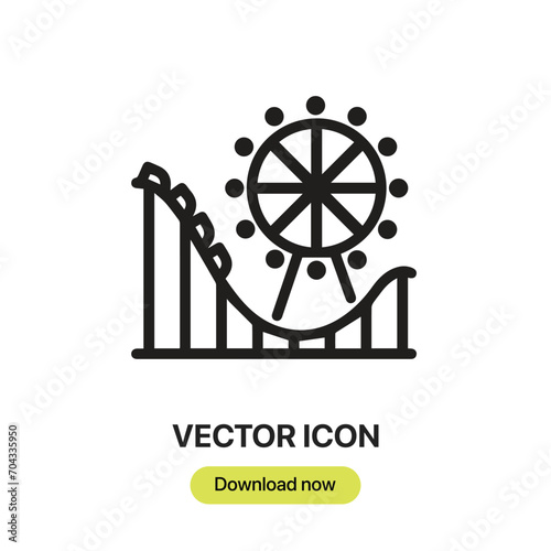 Theme Park icon vector. Linear-style sign for mobile concept and web design. Theme Park symbol illustration. Pixel vector graphics - Vector.	