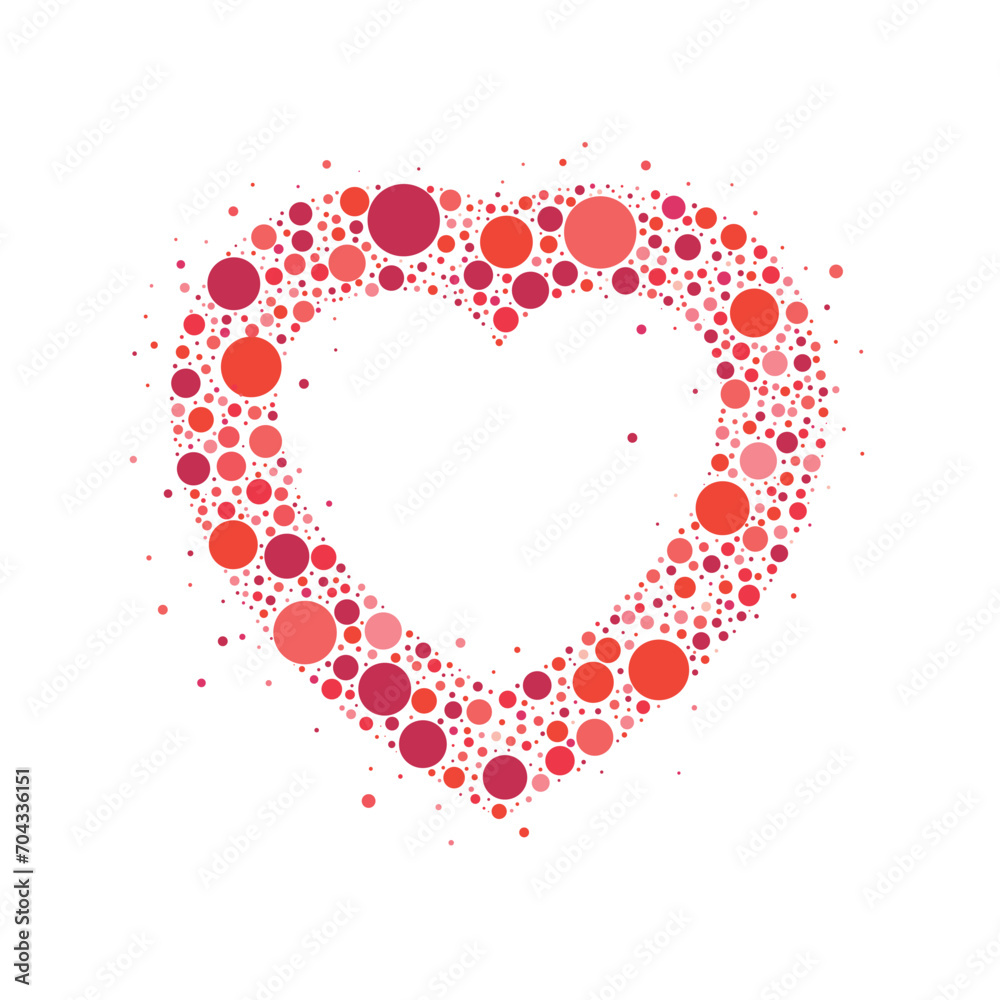 Valentine's Day. Happy Valentine's Day. Heart frame postcard composed of tiny pink polka dot.