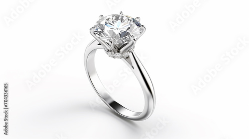 diamond ring isolated on black white background 3d rendering