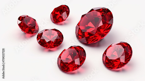 simple design red dazzling diamonds on transparent background 3d rendering photo