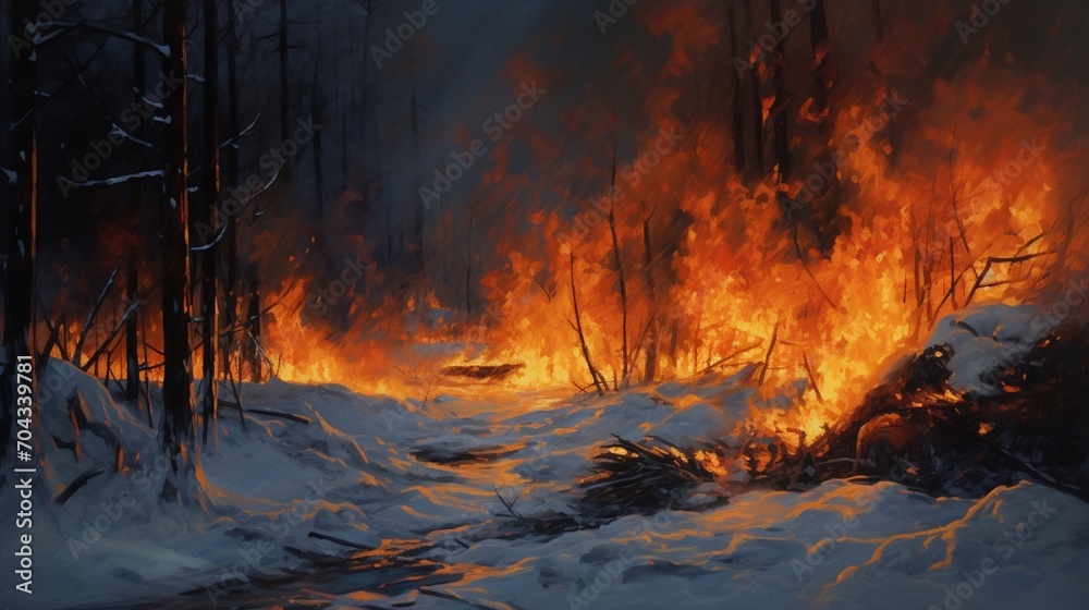 A controlled fire's dance is frozen in time, capturing the intricate patterns of its radiant warmth.