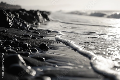 A stunning black and white photograph of the ocean. Perfect for adding a touch of elegance to any project