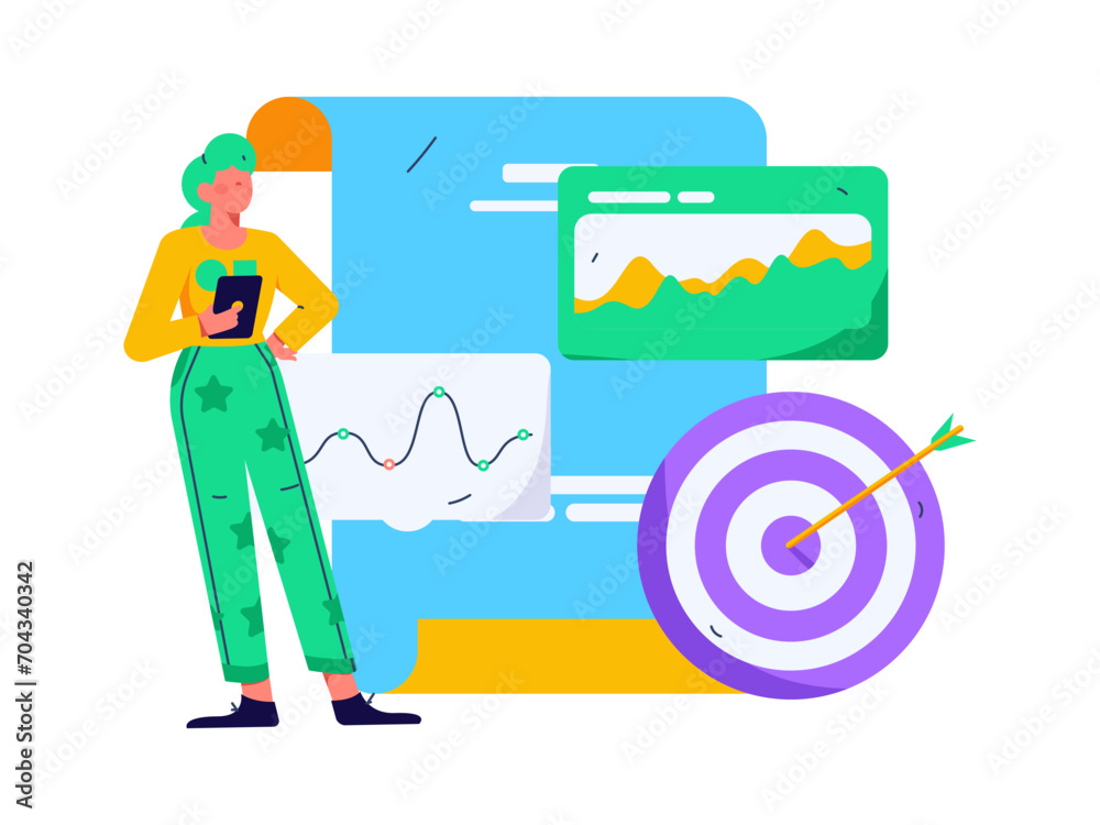 Marketing planning business characters flat vector concept operation hand drawn illustration
