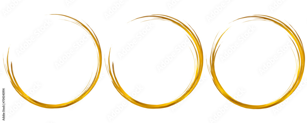 Set of aesthetic gold circular frames - obrazy, fototapety, plakaty 