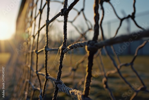 A detailed view of a chain link fence. This versatile image can be used to represent security, boundaries, or confinement in various projects