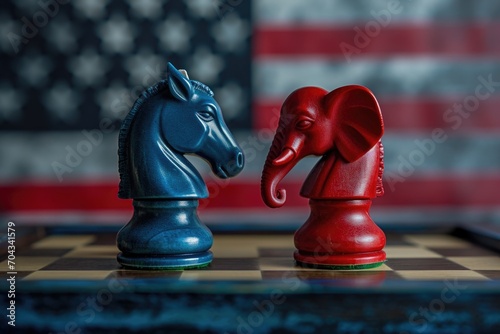 Political chess: Democrats versus Republicans photo