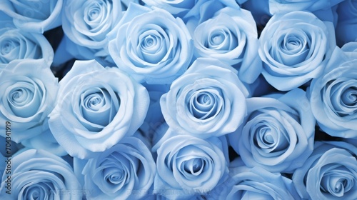 Delicate light blue roses closeup: fresh and beautiful floral background 