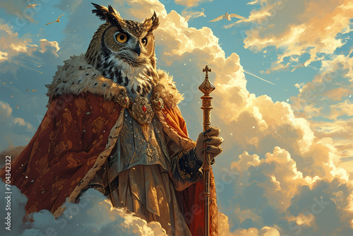 illustration of an eagle king above the clouds