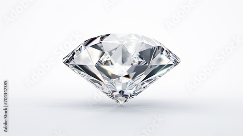 large clear diamond on white background 3d rendering on white background
