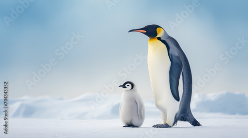 Emperor Penguins in Antarctica copy space  generative ai