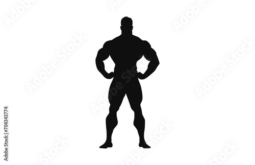Muscular Bodybuilder Black Silhouette Vector isolated on a white background