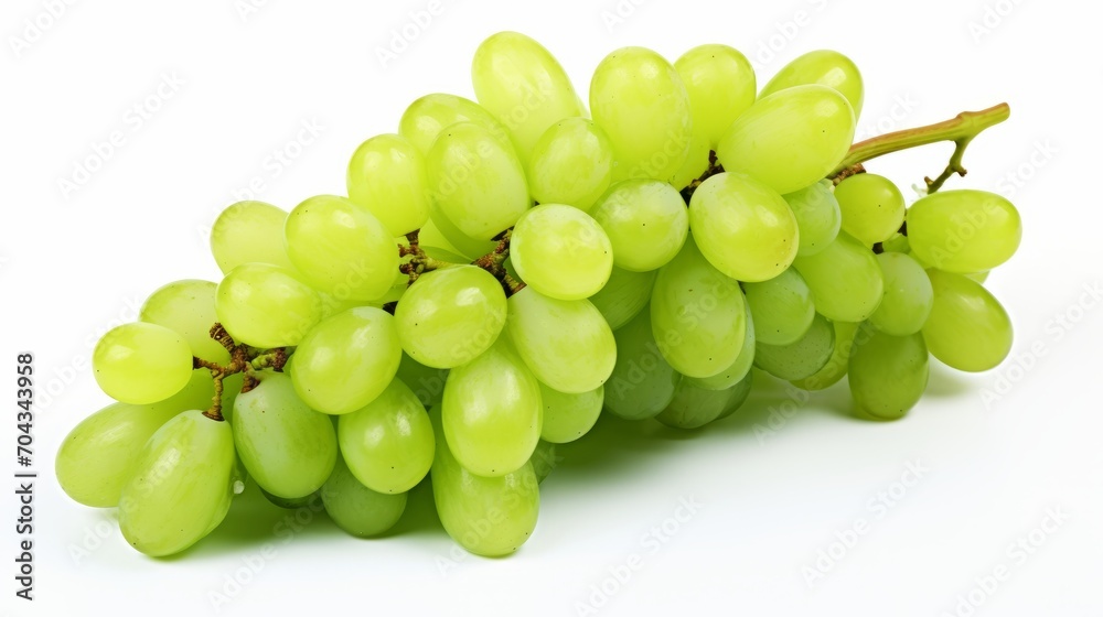 Vibrant cluster of fresh green grapes isolated on a clean white background
Vibrant cluster of fresh green grapes isolated on a clean white background