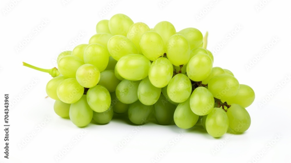 Vibrant cluster of fresh green grapes isolated on a clean white background
Vibrant cluster of fresh green grapes isolated on a clean white background