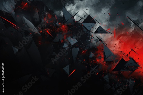 Abstract wallpaper with black and red, geometric pattern