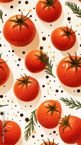 Seamless tomato pattern cooking AI generated