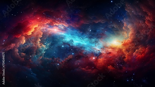 A cosmic explosion of colors in the night sky  with stars and galaxies swirling in space