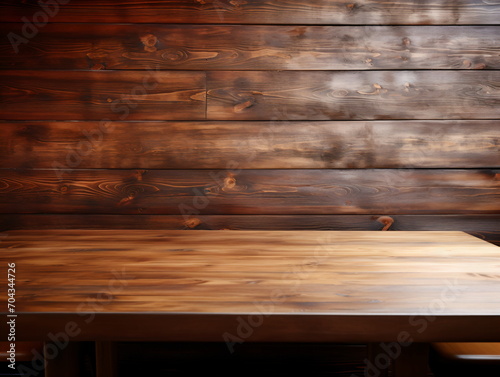 Rustic wood background with a wooden table