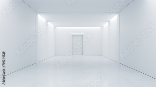 white closed room without doors, no windows, no door - white corridor