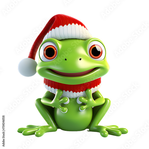 christmas frog on transparent background
