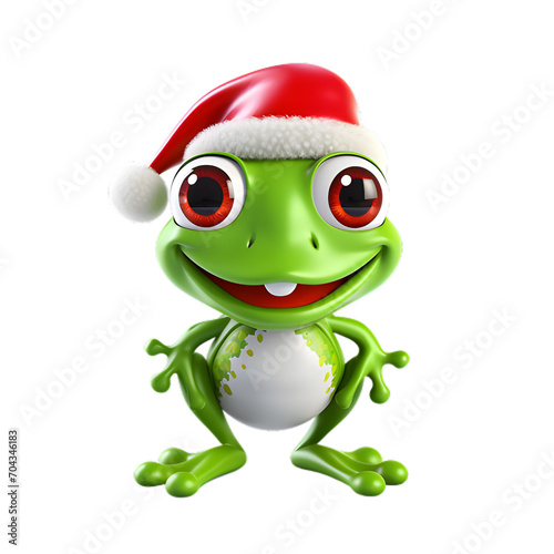 christmas frog on transparent background 