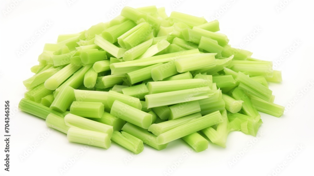 Freshly cut celery sticks piled high – crisp and vibrant vegetable snack on white background
Freshly cut celery sticks piled high – crisp and vibrant vegetable snack on white background