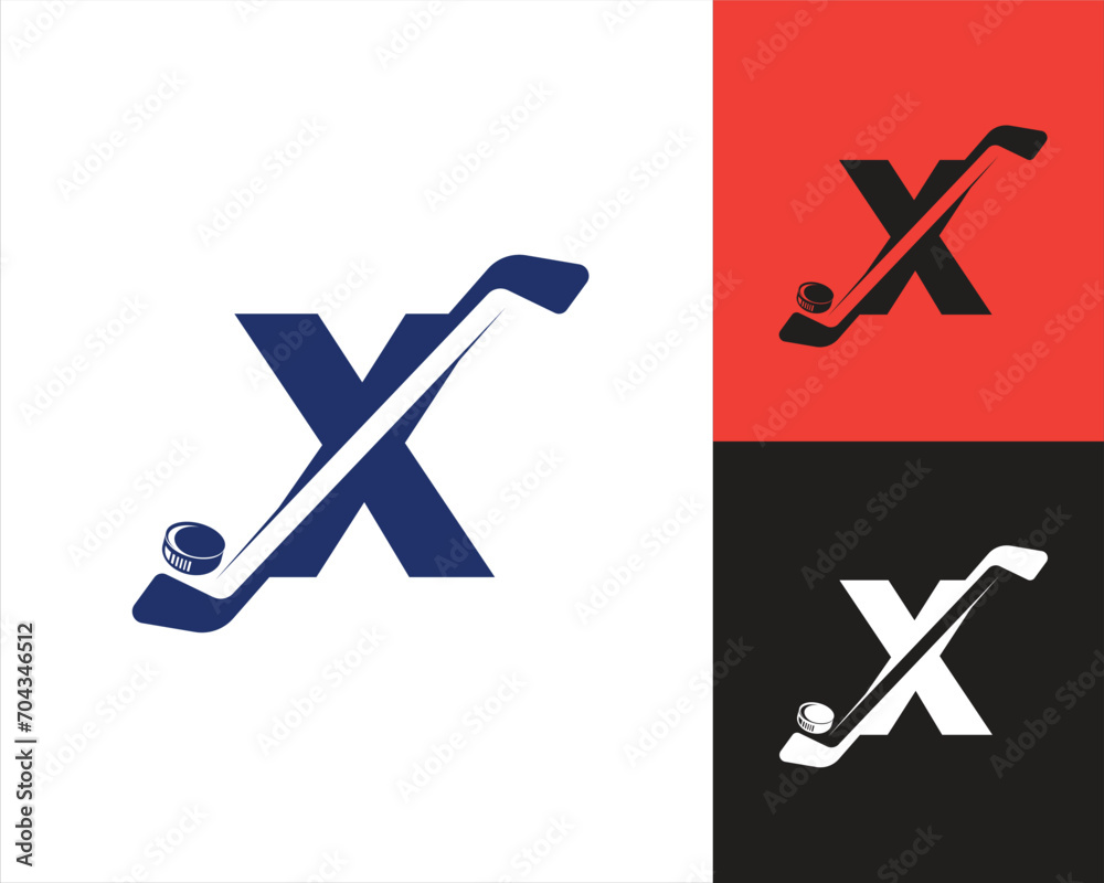 Hockey logo X letter design template