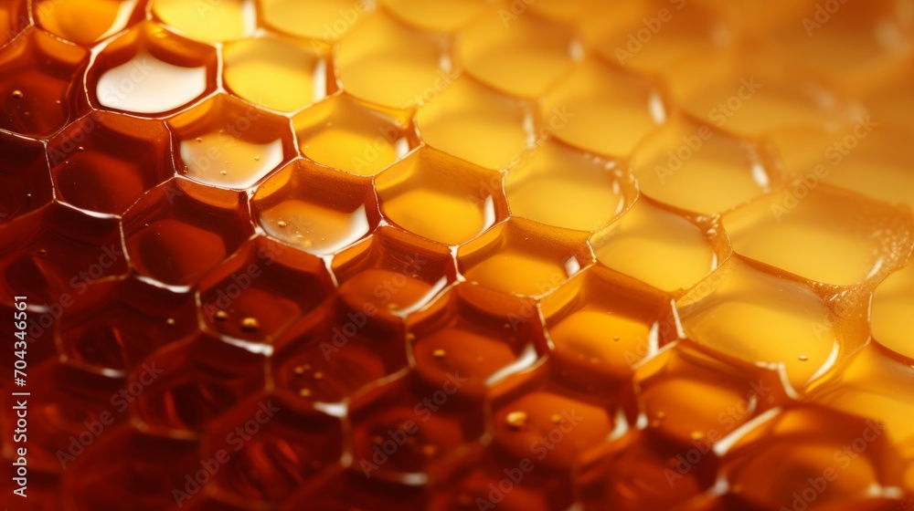 Golden elegance: captivating close-up of detailed honey texture, a sweet delight
