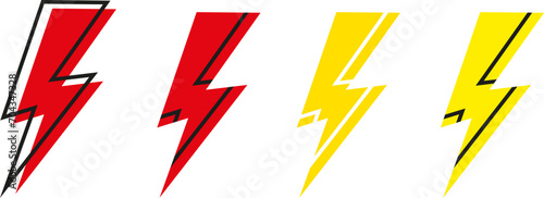 Lightning bolt icons set.Electric vector icons, isolated. Bolt lightning flash icons. Flash icons collection. Bolt logo. Electric symbols. Electric lightning bolt symbols.Power energy sign.