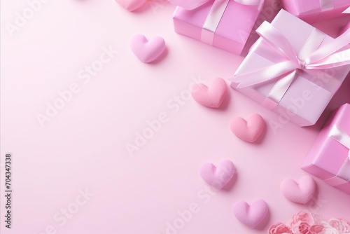 Valentines Day Gifts and Presents on Pink Background, Romantic Holiday Celebration Concept