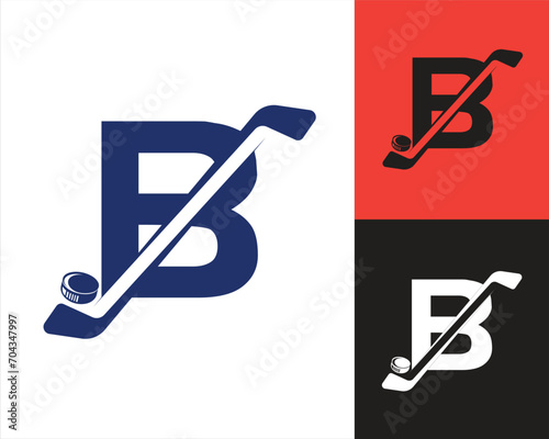 Hockey logo B letter design template