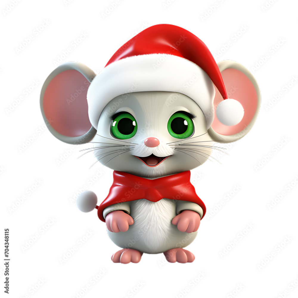 3d christmas mouse on transparent background
